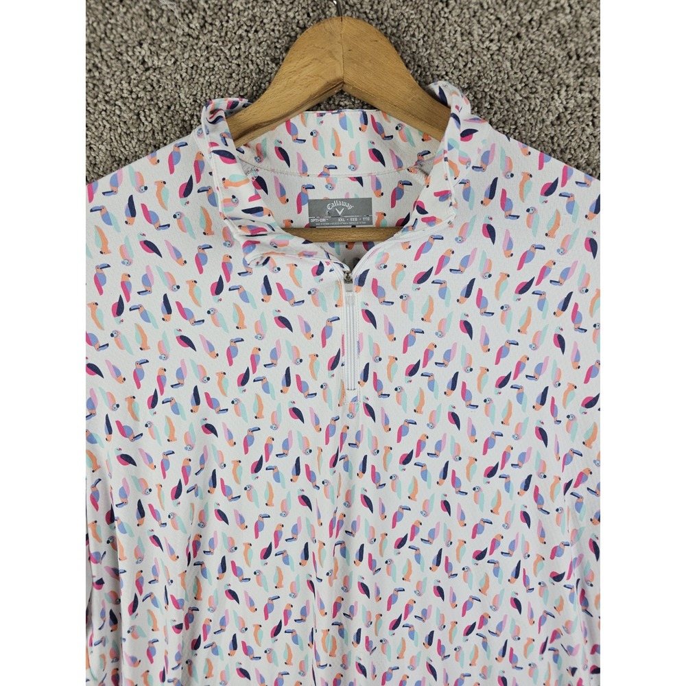 Callaway Birdie Eagle All Over Print Opti-Dri‎ 1/4 Zip Brilliant White Size 2XL